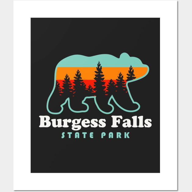 Burgess Falls State Park Hiking Tennessee Bear Retro Wall Art by PodDesignShop